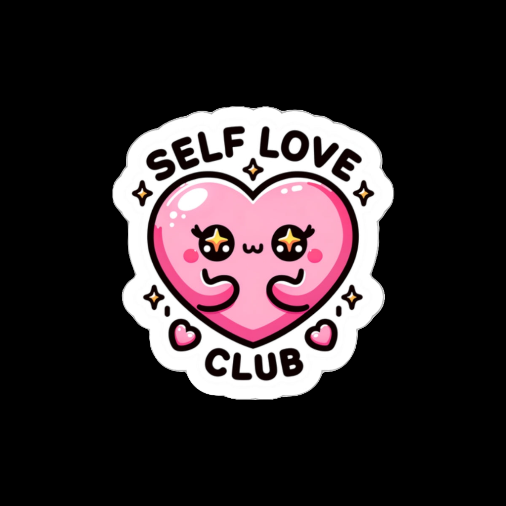 Self Love Club Die-Cut Stickers - Cute Heart Design for Positive Vibes